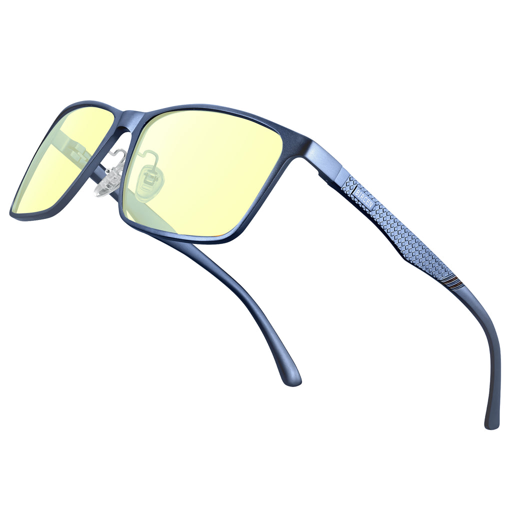 BIRCEN Mens Blue Light Glasses: Lightweight Al-Mg Metal Bluelight Blocking Computer Glasses Anti Eyestrain for Office & Home