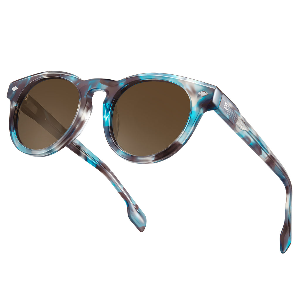 BIRCEN Womens Round Polarized Sunglasses: Retro Acetate Sun Glasses UV400 Protection Shades for Driving Beach Daily Wear