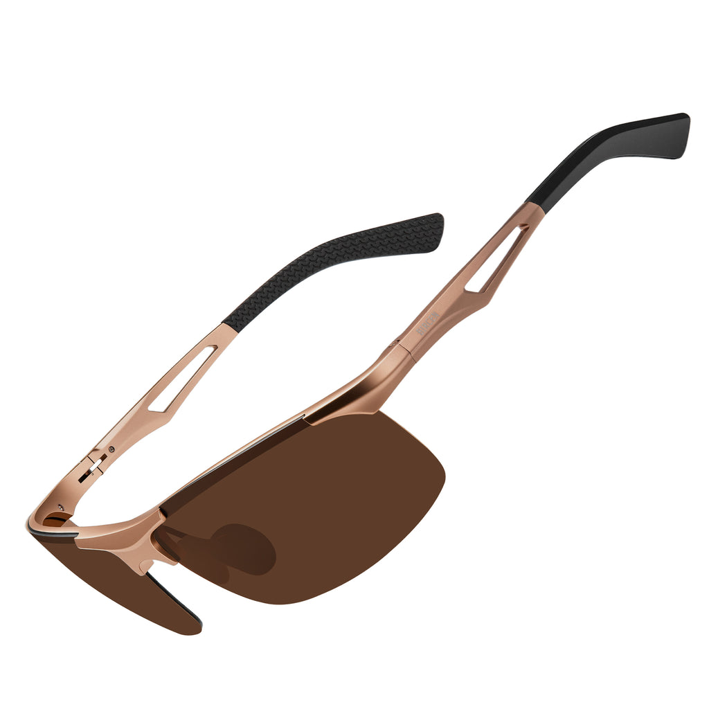 BIRCEN Polarized Anti-Glare Sunglasses for Men: Lightweight Metal Wrap around Sun Glasses UV Protection for Driving Fishing