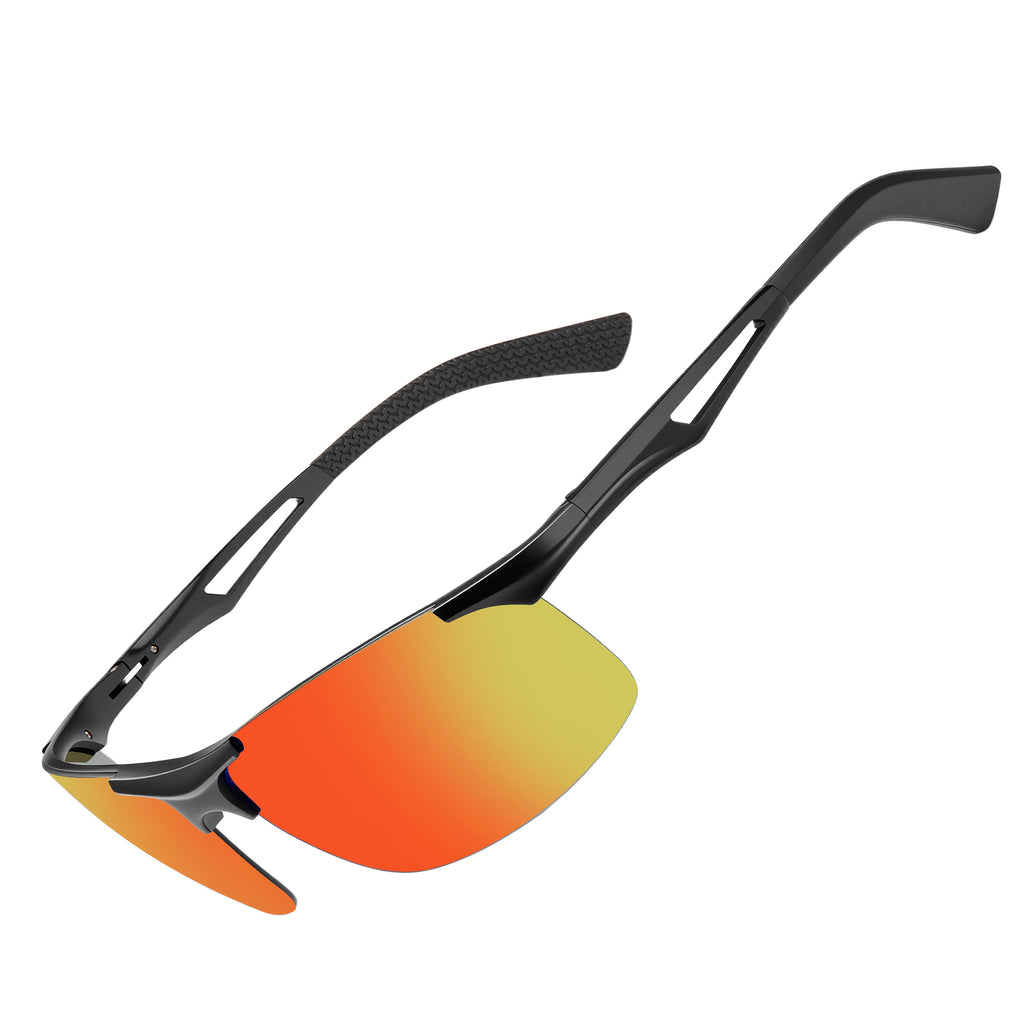 BIRCEN Polarized Anti-Glare Sunglasses for Men: Lightweight Metal Wrap around Sun Glasses UV Protection for Driving Fishing