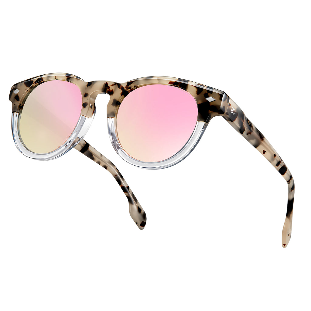 BIRCEN Womens Round Polarized Sunglasses: Retro Acetate Sun Glasses UV400 Protection Shades for Driving Beach Daily Wear