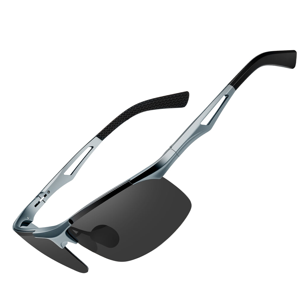 BIRCEN Polarized Anti-Glare Sunglasses for Men: Lightweight Metal Wrap around Sun Glasses UV Protection for Driving Fishing