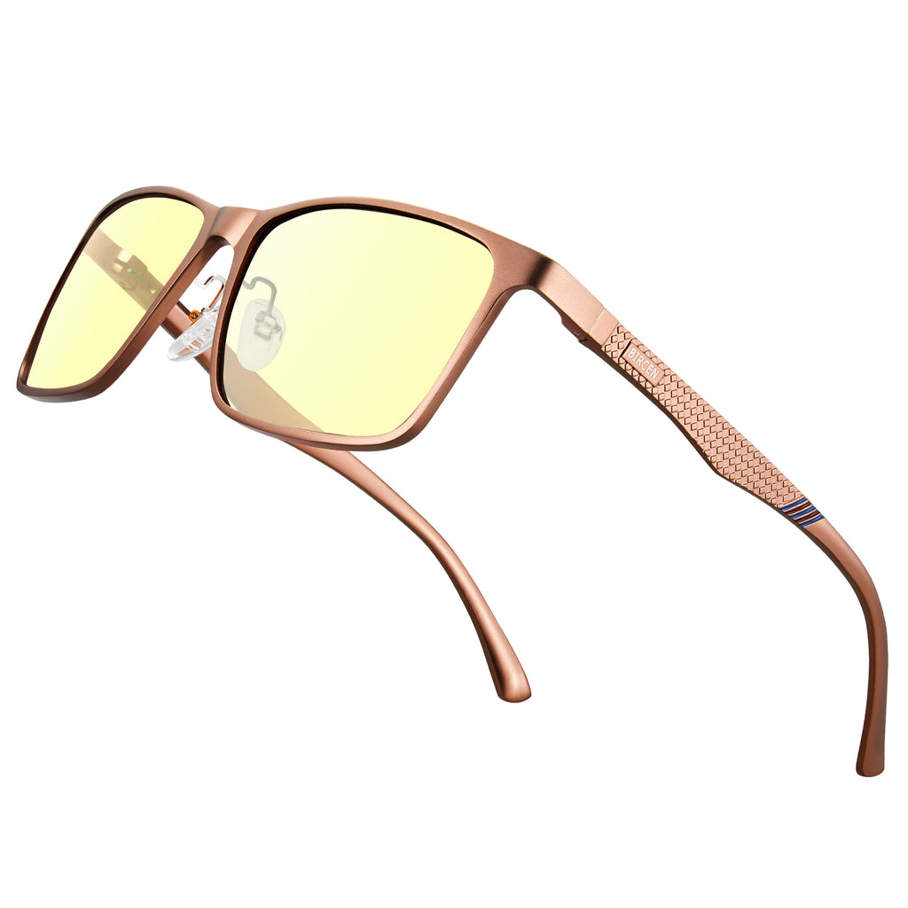 BIRCEN Mens Blue Light Glasses: Lightweight Al-Mg Metal Bluelight Blocking Computer Glasses Anti Eyestrain for Office & Home