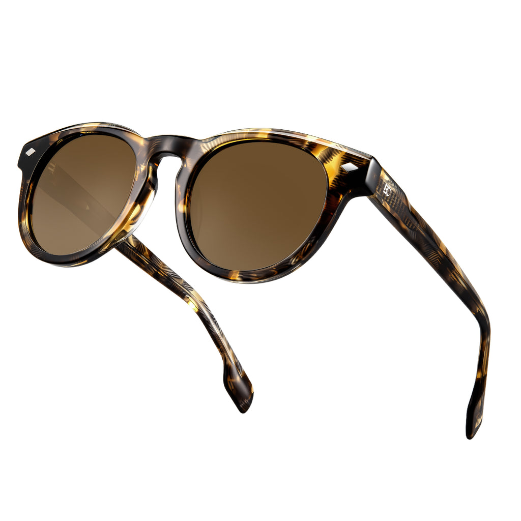 BIRCEN Womens Round Polarized Sunglasses: Retro Acetate Sun Glasses UV400 Protection Shades for Driving Beach Daily Wear
