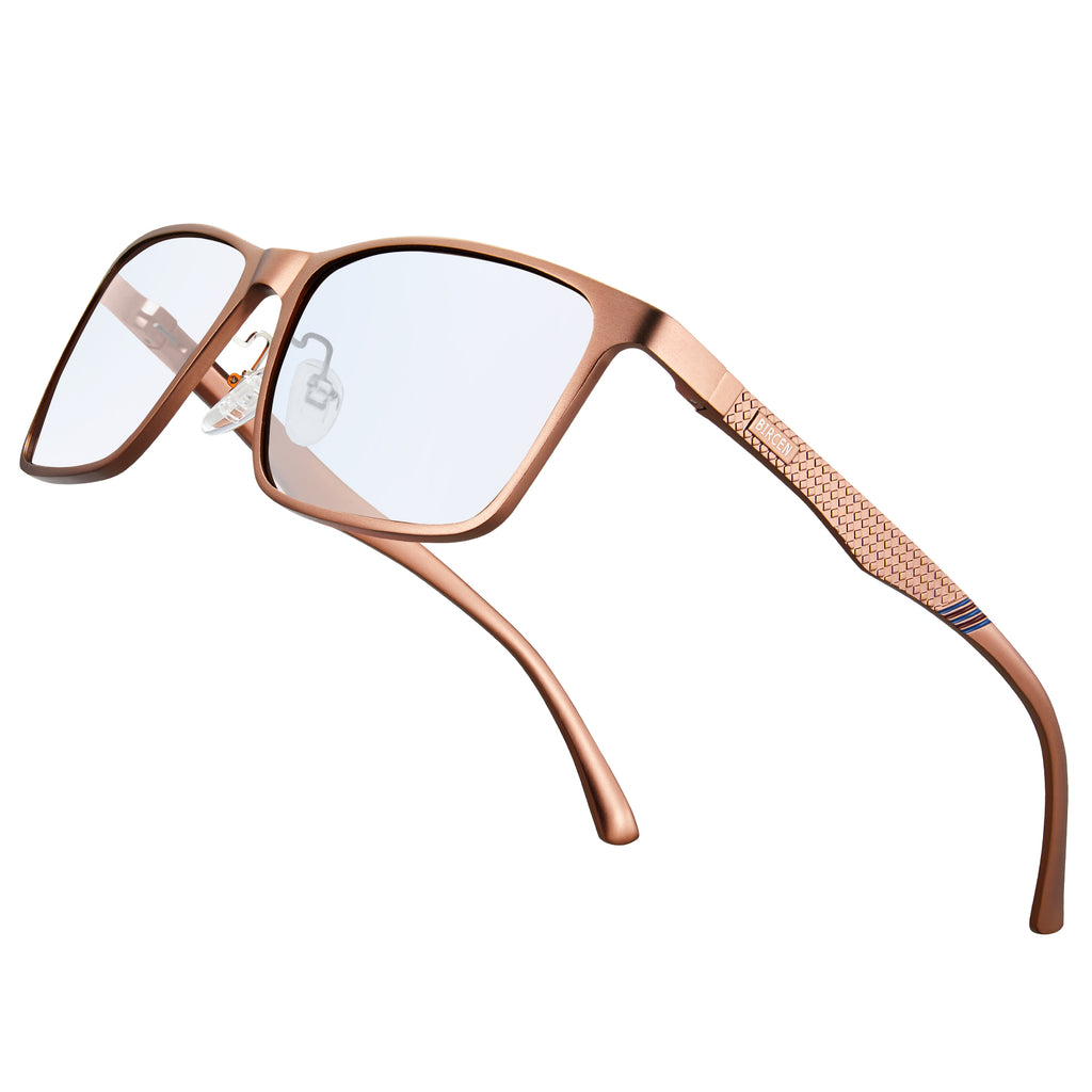 BIRCEN Mens Blue Light Glasses: Lightweight Al-Mg Metal Bluelight Blocking Computer Glasses Anti Eyestrain for Office & Home