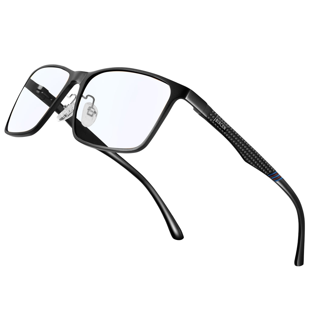 BIRCEN Mens Blue Light Glasses: Lightweight Al-Mg Metal Bluelight Blocking Computer Glasses Anti Eyestrain for Office & Home