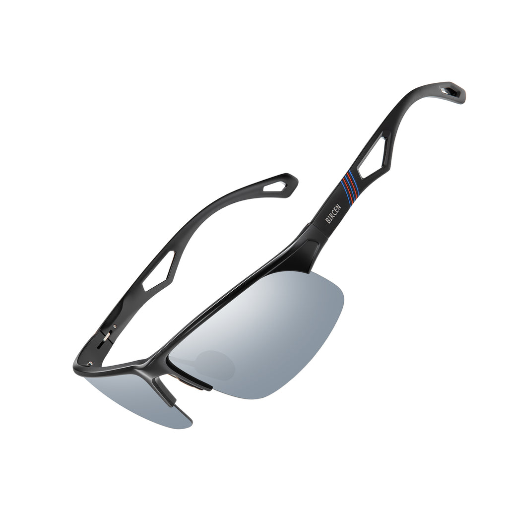 BIRCEN Polarized Sunglasses for Men UV-Protection: Lightweight Wrap-around Metal Sun glasses Anti Glare for Fishing Driving