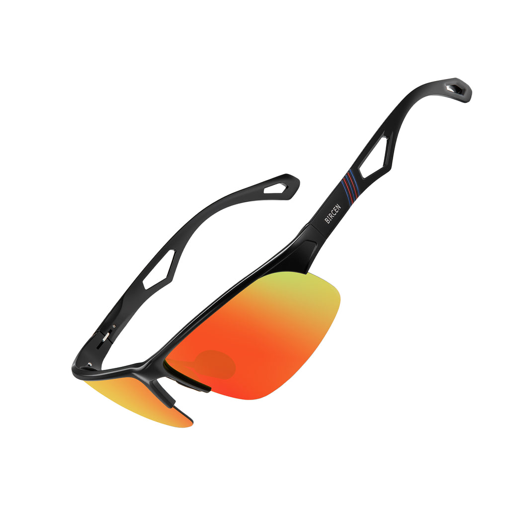 BIRCEN Polarized Sunglasses for Men UV-Protection: Lightweight Wrap-around Metal Sun glasses Anti Glare for Fishing Driving