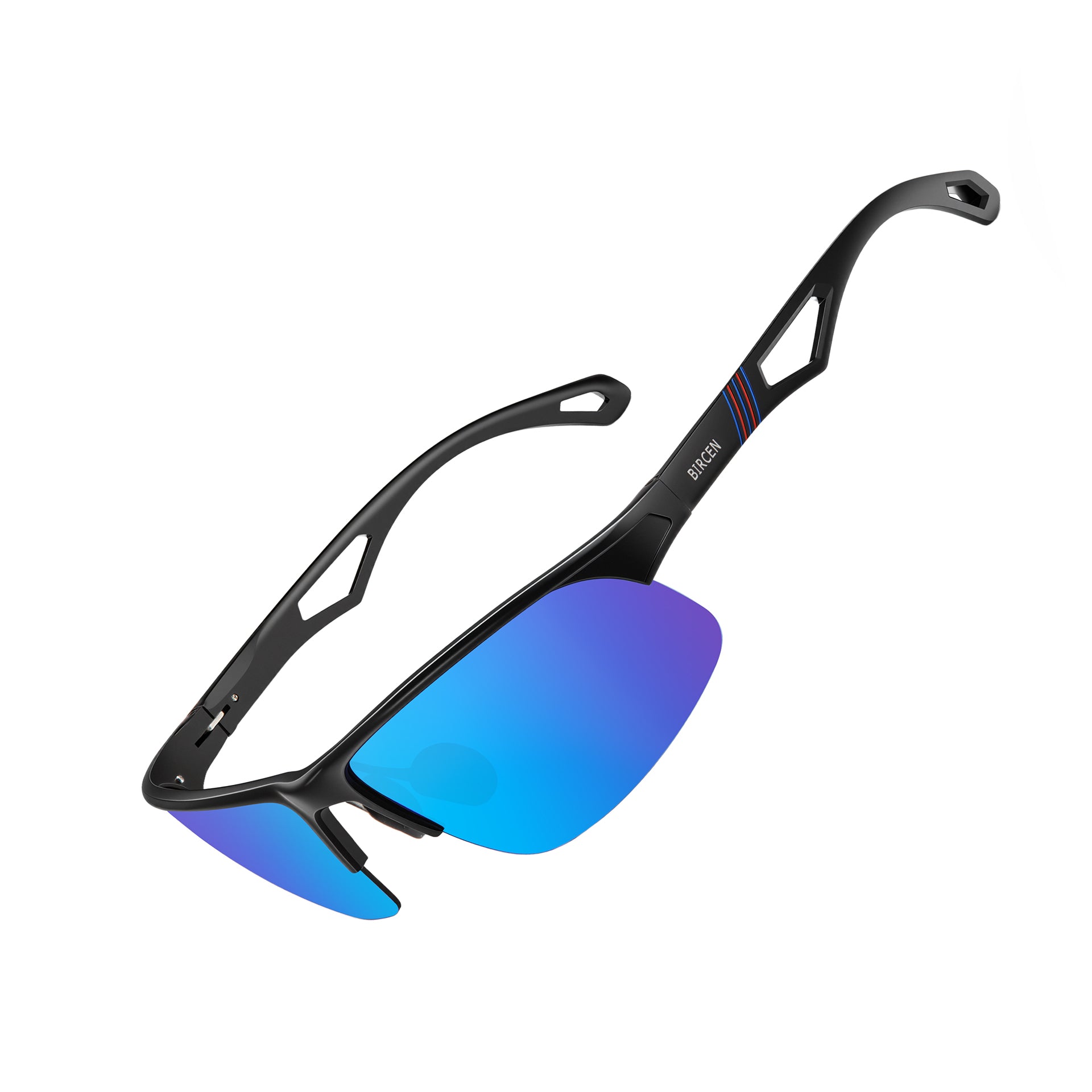 BIRCEN Polarized Sunglasses for Men UV-Protection: Lightweight Wrap-around Metal Sun glasses Anti Glare for Fishing Driving