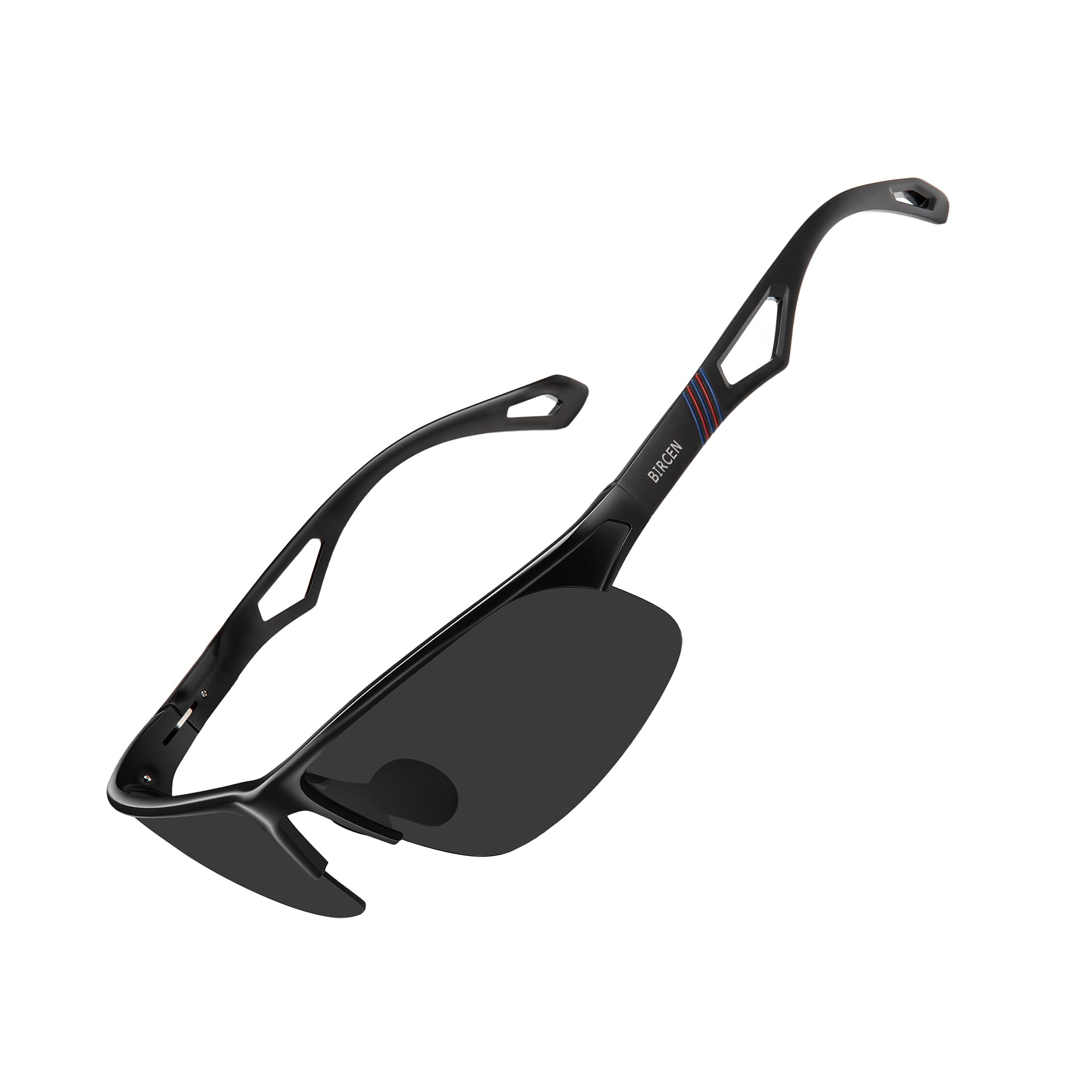 BIRCEN Polarized Sunglasses for Men UV-Protection: Lightweight Wrap-around Metal Sun glasses Anti Glare for Fishing Driving