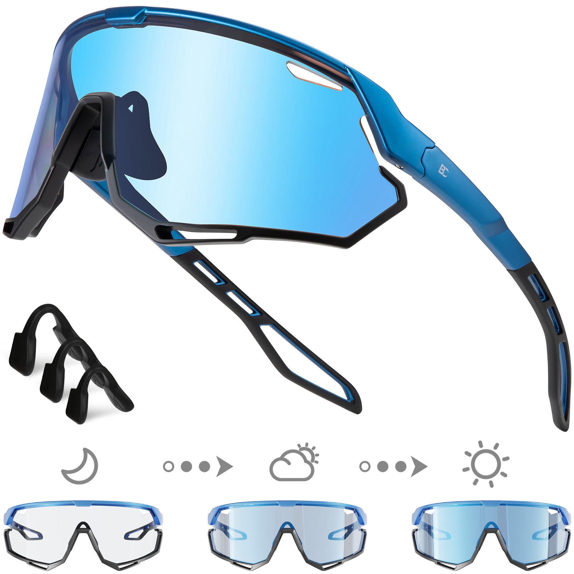 BIRCEN Photochromic Cycling Glasses: Mountain Bike Sports Sunglasses for Men Women Running Riding MTB Baseball