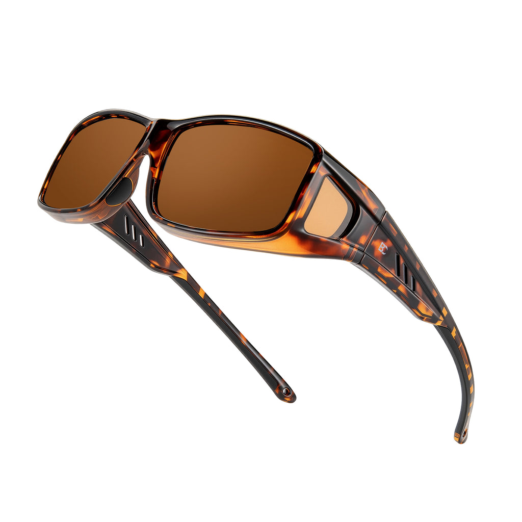 BIRCEN Polarized Fit Over Sunglasses: UV Protection Wrap Around TR90 Sunglasses Over Glasses for Men Women Driving Fishing