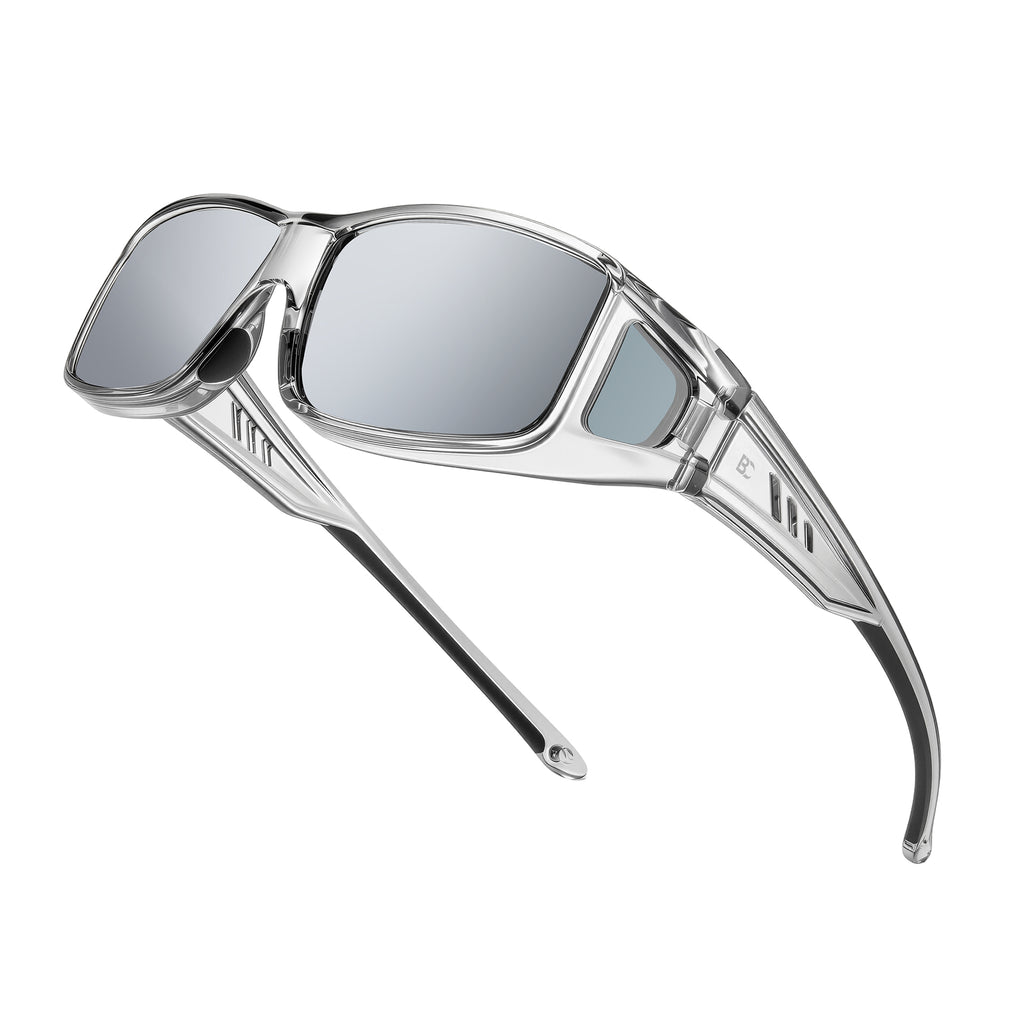 BIRCEN Polarized Fit Over Sunglasses: UV Protection Wrap Around TR90 Sunglasses Over Glasses for Men Women Driving Fishing
