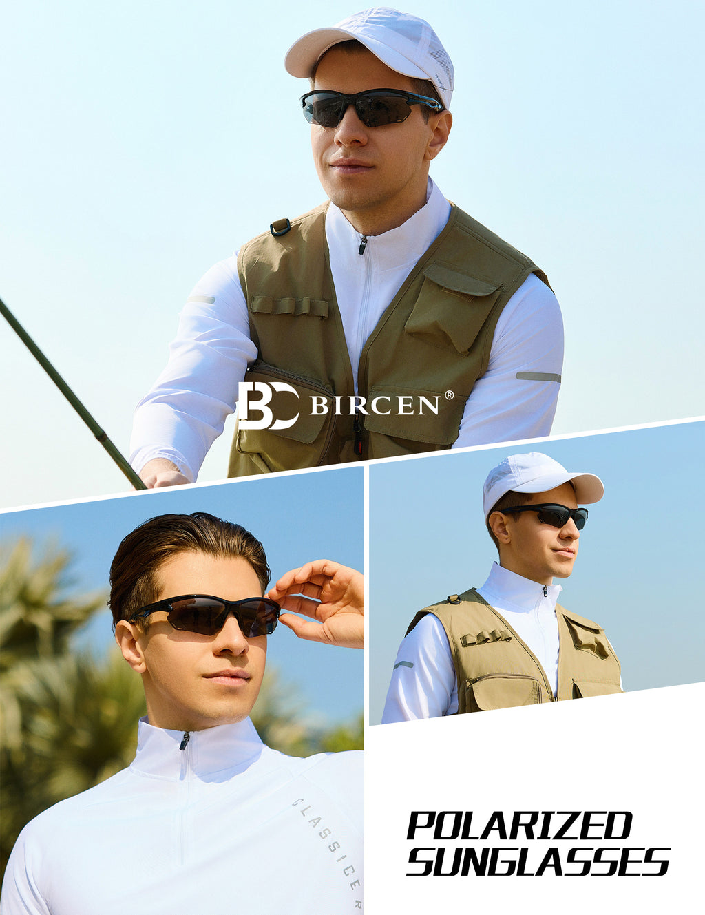 BIRCEN Sport Polarized Sunglasses for Men - Women: UV Protection Fishing Glasses for Driving Running Cycling BCY135