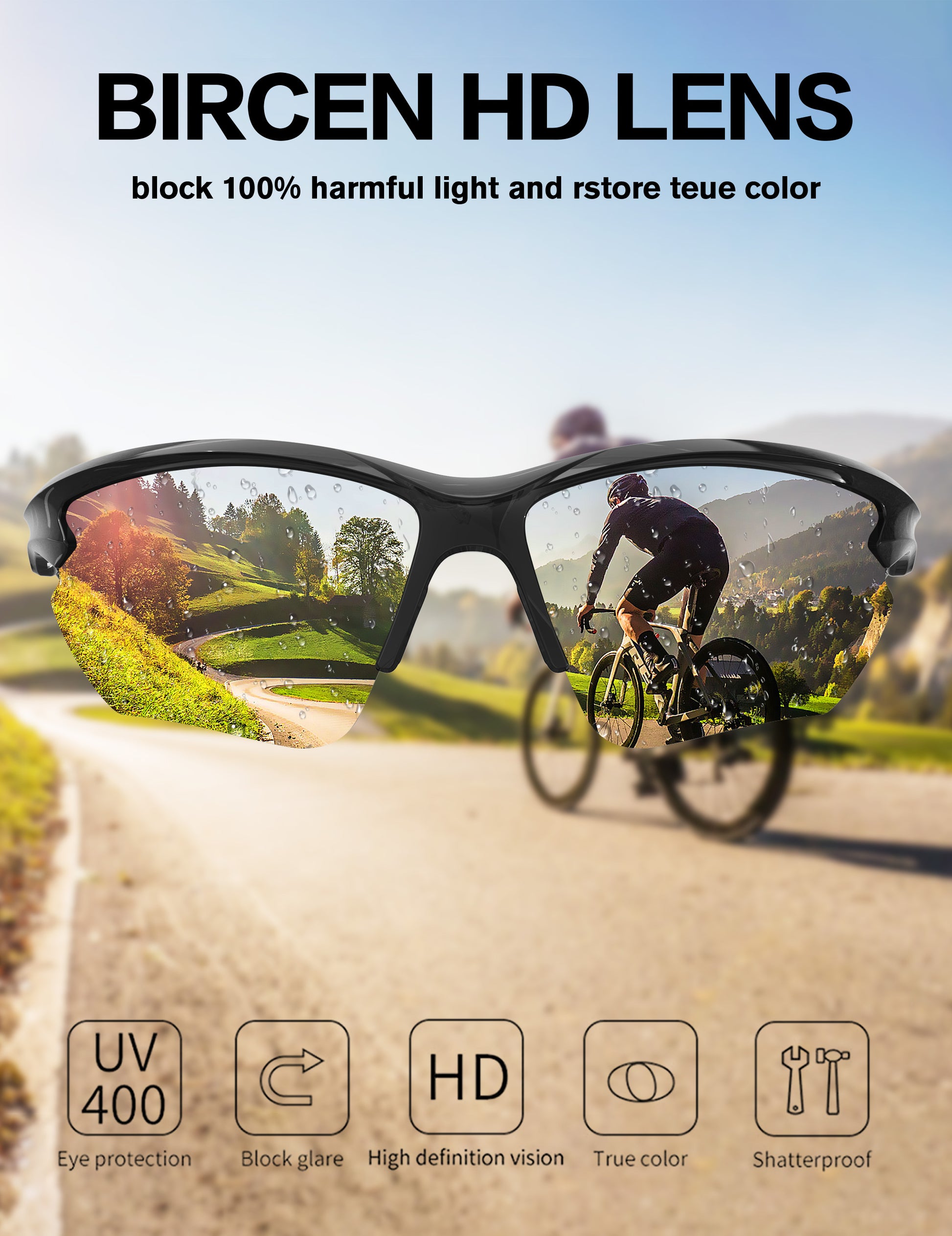 BIRCEN Sport Polarized Sunglasses for Men - Women: UV Protection Fishing Glasses for Driving Running Cycling BCY135
