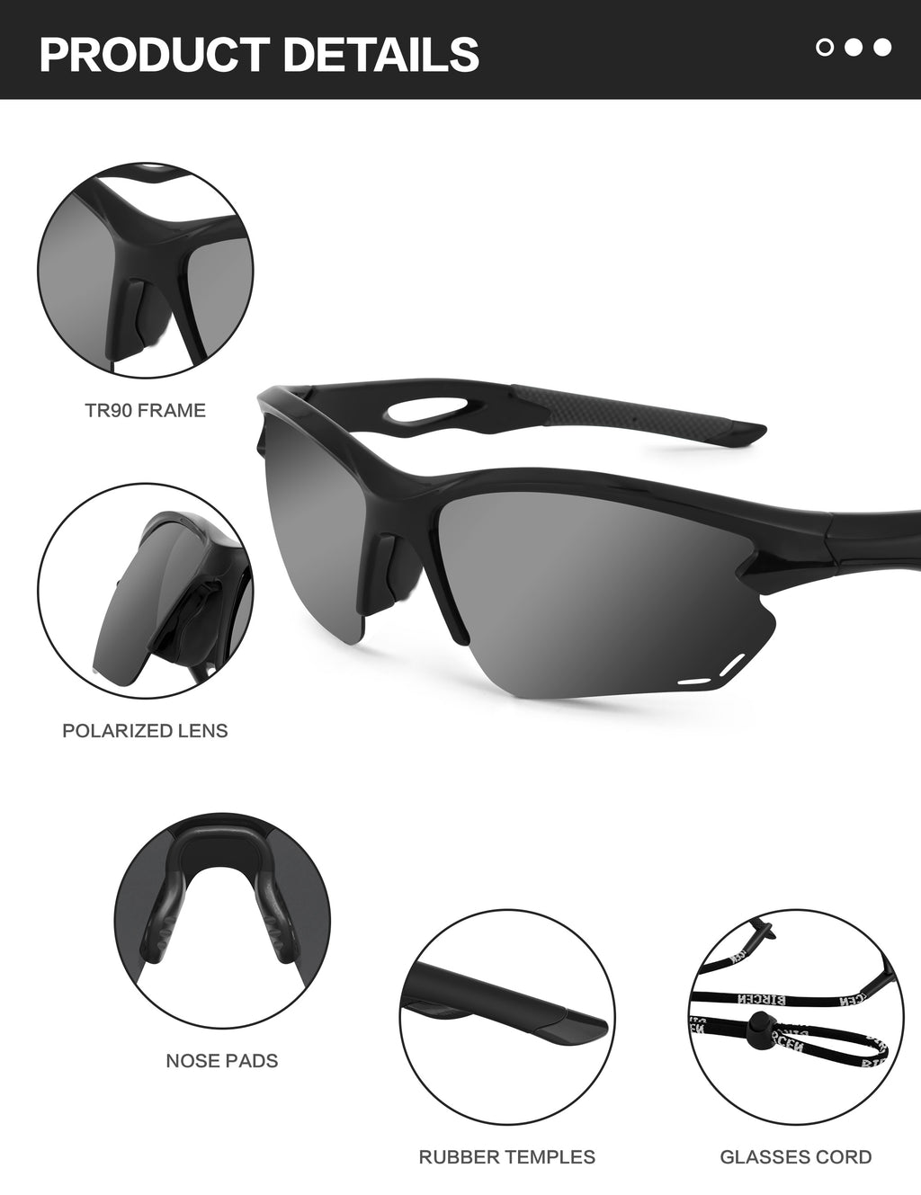 BIRCEN Sport Polarized Sunglasses for Men - Women: UV Protection Fishing Glasses for Driving Running Cycling BCY135