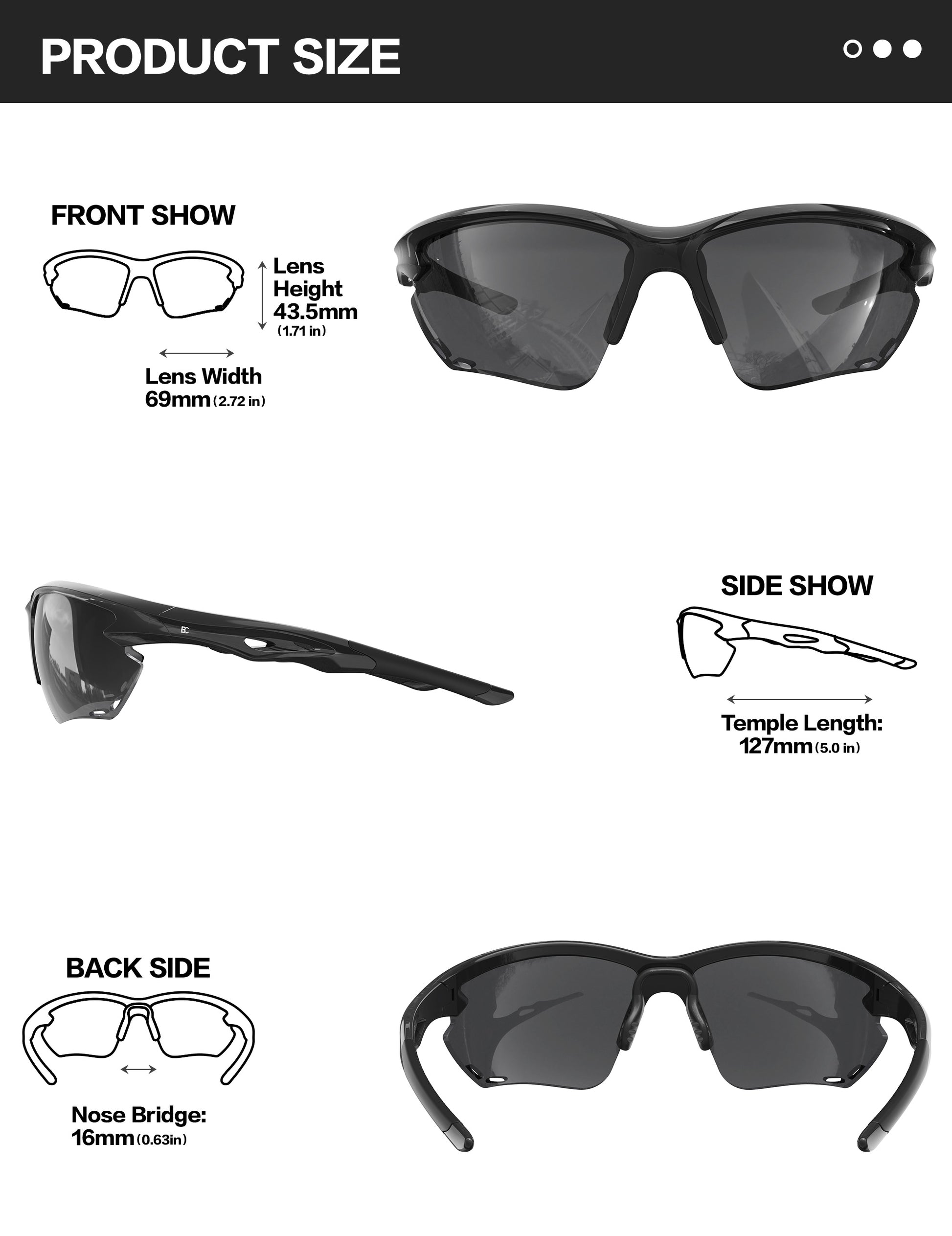 BIRCEN Sport Polarized Sunglasses for Men - Women: UV Protection Fishing Glasses for Driving Running Cycling BCY135