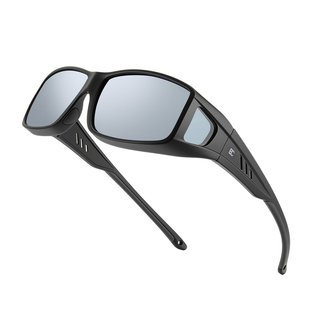 BIRCEN Polarized Fit Over Sunglasses: UV Protection Wrap Around TR90 Sunglasses Over Glasses for Men Women Driving Fishing