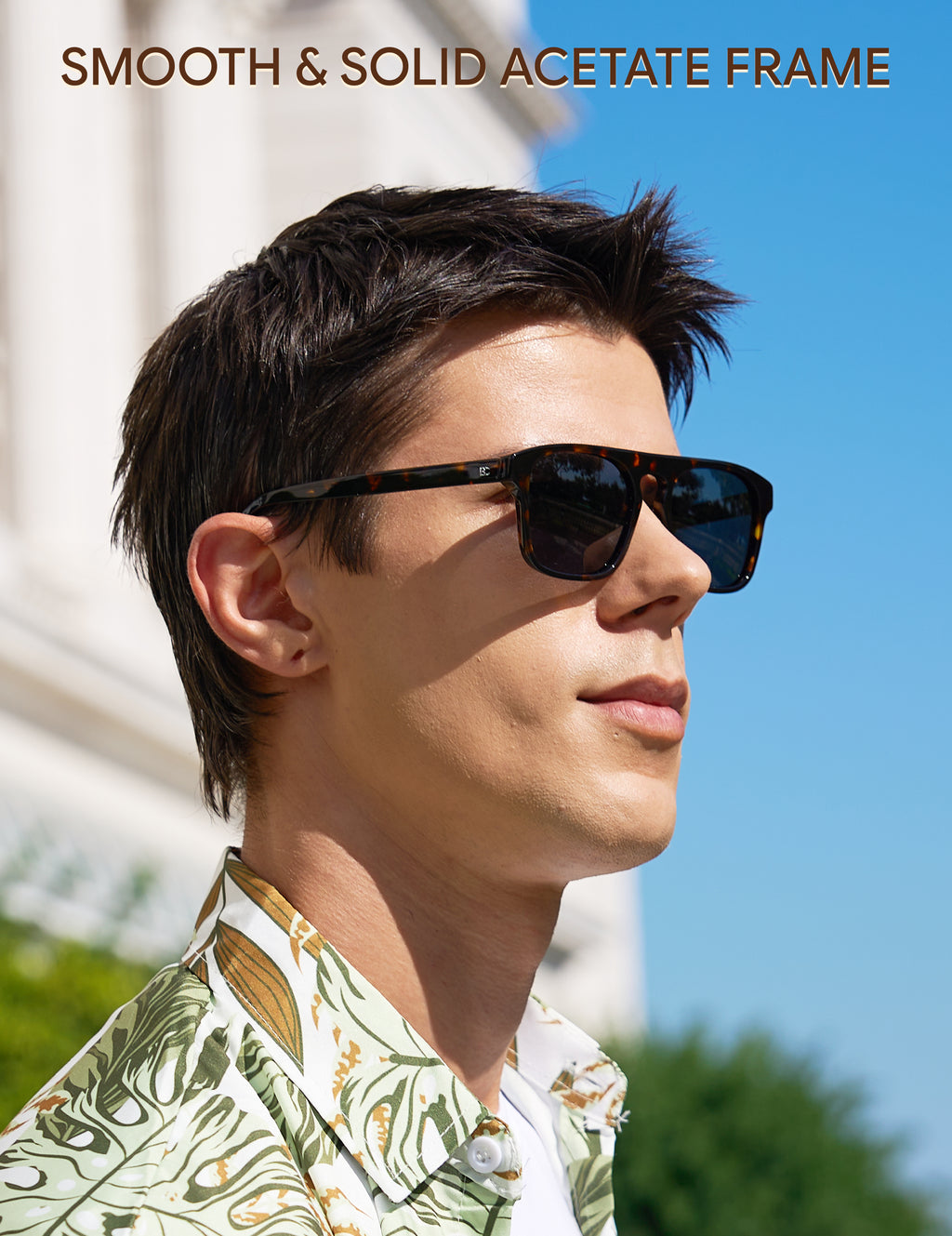 BIRCEN Mens Acetate Polarized Sunglasses: Retro Square Sun Glasses UV400 Protection Anti-Glare Shades for Driving Travel BC1775