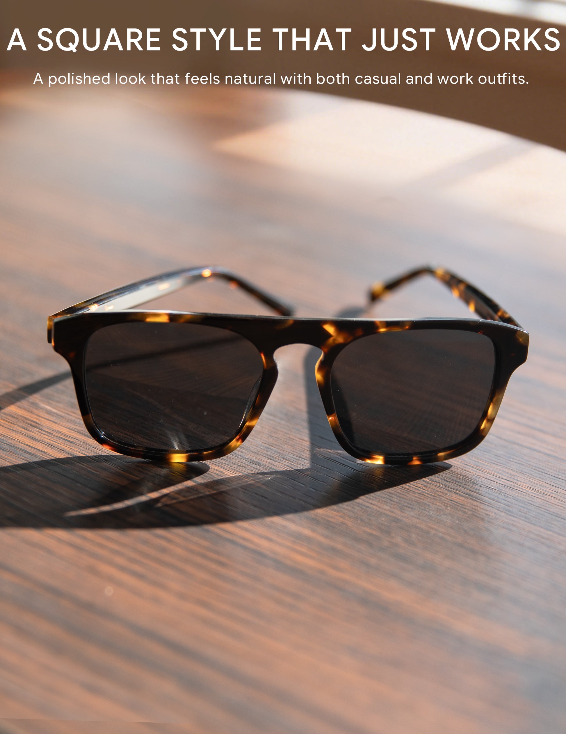 BIRCEN Mens Acetate Polarized Sunglasses: Retro Square Sun Glasses UV400 Protection Anti-Glare Shades for Driving Travel BC1775
