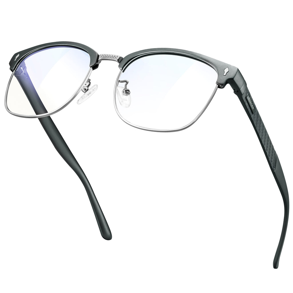 BIRCEN Blue Light Blocking Glasses: Al-Mg Metal Bluelight Computer Clear Glasses for Men Women Anti Eyestrain Office Home