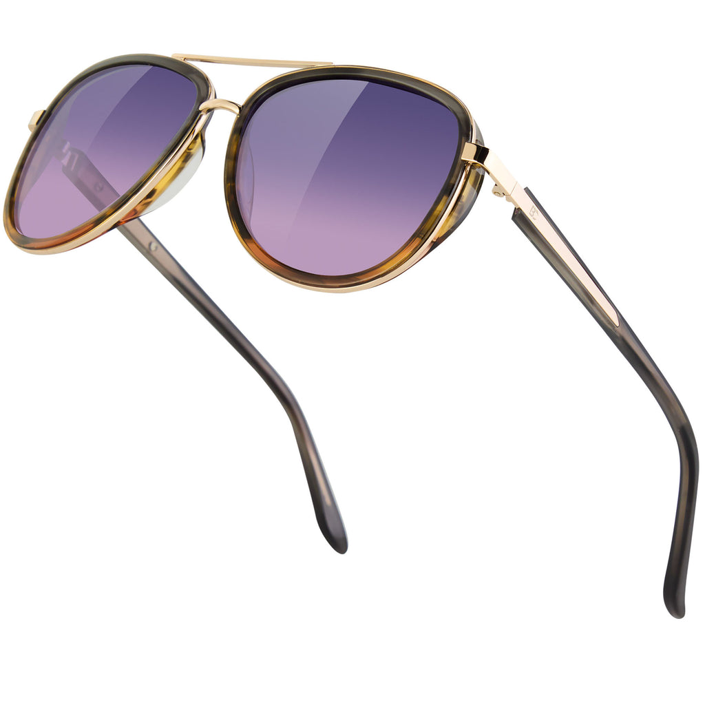 BIRCEN Polarized Sunglasses for Women UV - Protection Womens Retro Mirrored Shades with Acetate Frame BC2001