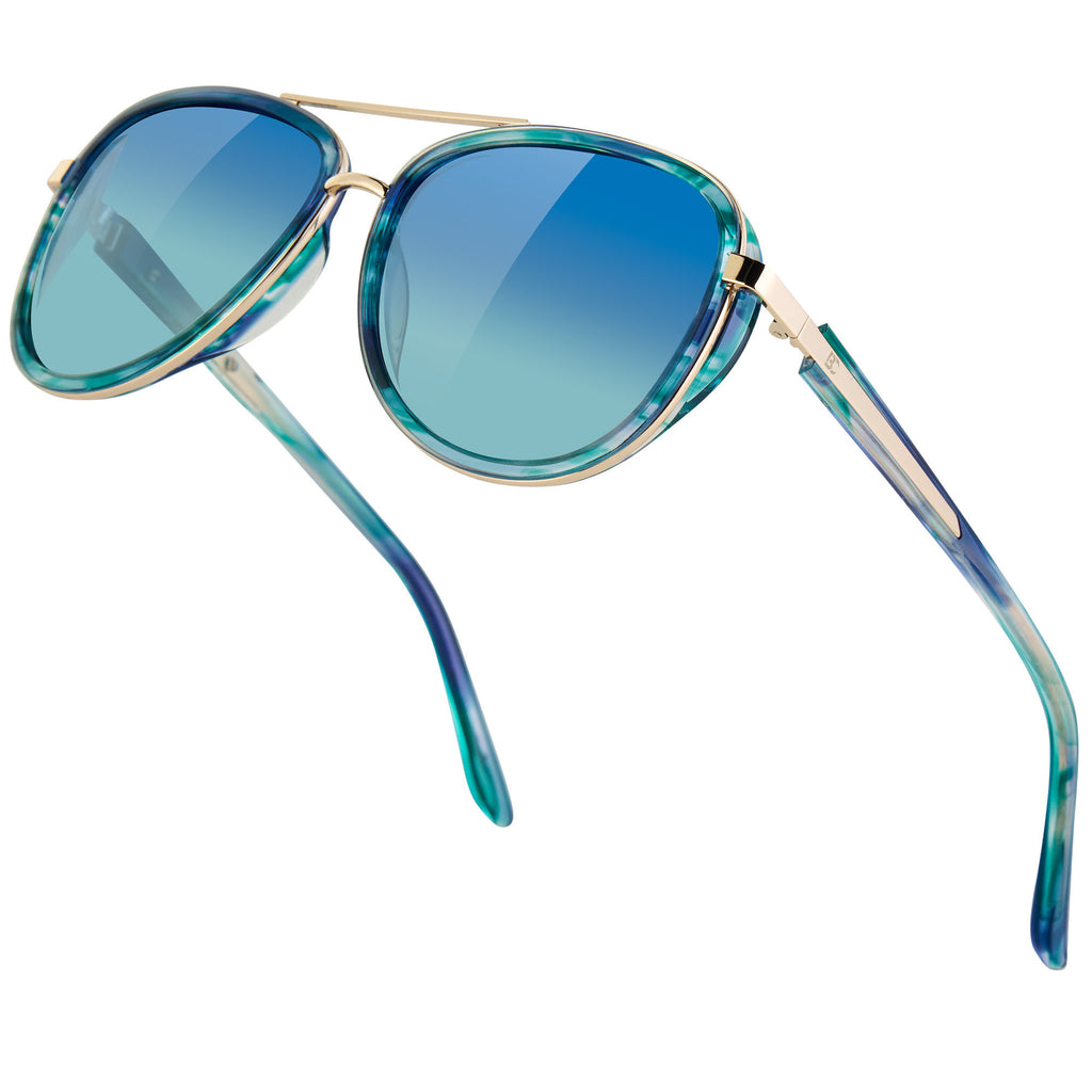 BIRCEN Polarized Sunglasses for Women UV - Protection Womens Retro Mirrored Shades with Acetate Frame BC2001