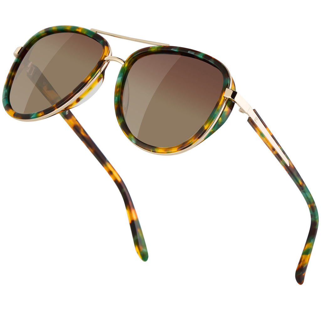 BIRCEN Polarized Sunglasses for Women UV - Protection Womens Retro Mirrored Shades with Acetate Frame BC2001