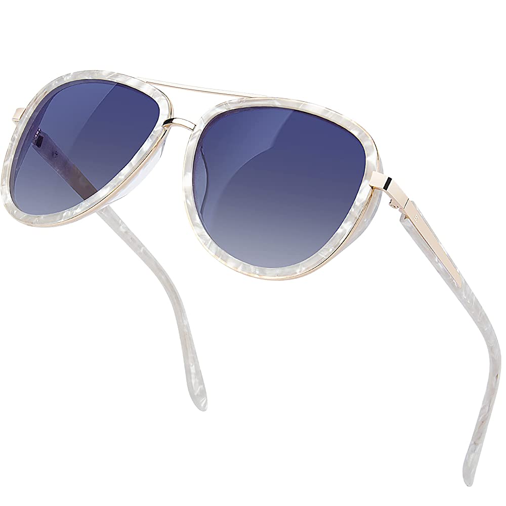 BIRCEN Polarized Sunglasses for Women UV - Protection Womens Retro Mirrored Shades with Acetate Frame BC2001