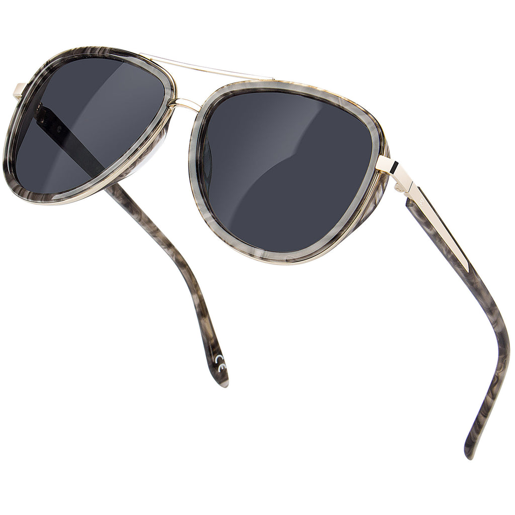 BIRCEN Polarized Sunglasses for Women UV - Protection Womens Retro Mirrored Shades with Acetate Frame BC2001