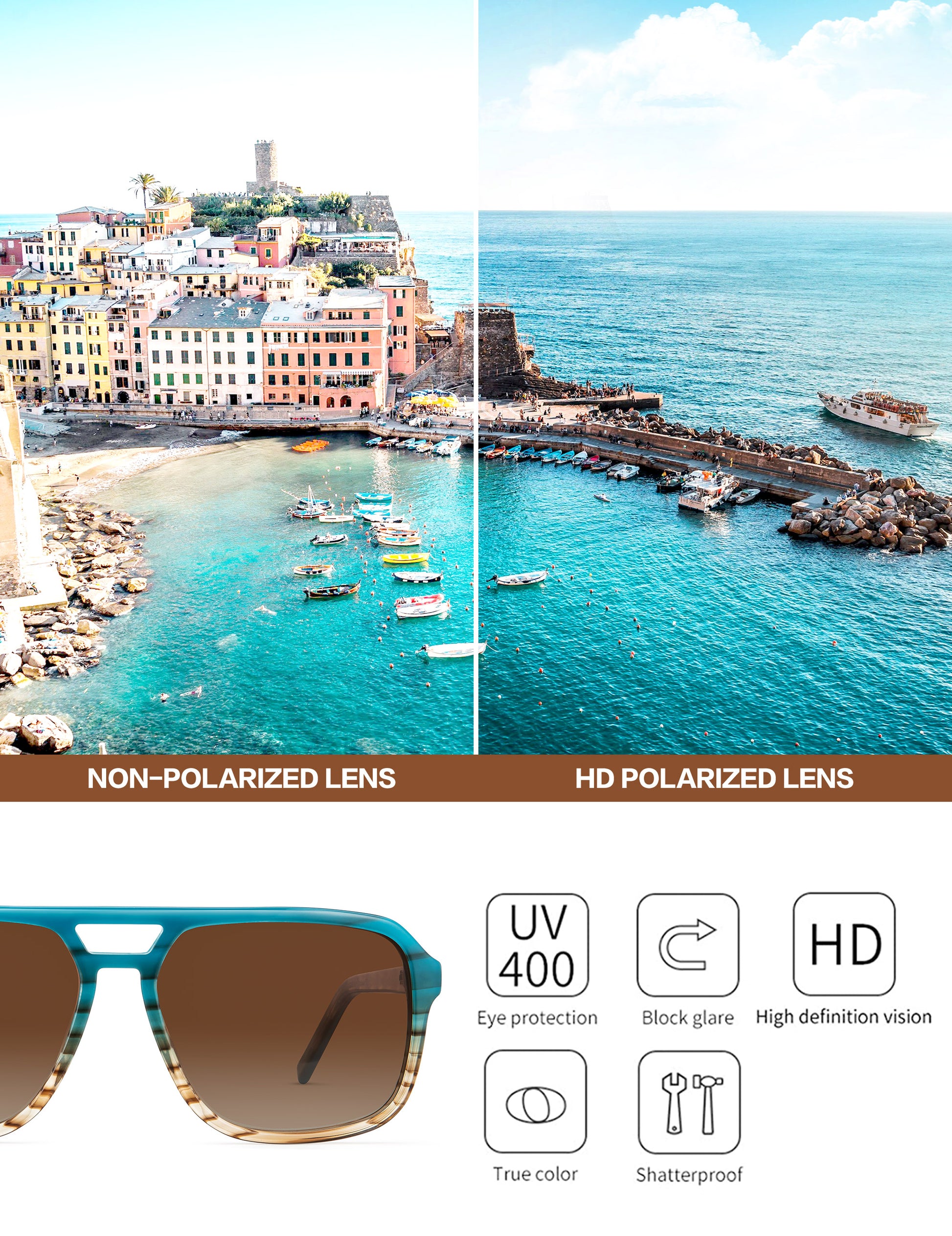 BIRCEN Women Polarized Acetate Sunglasses: Fashion Square Aviator Shades