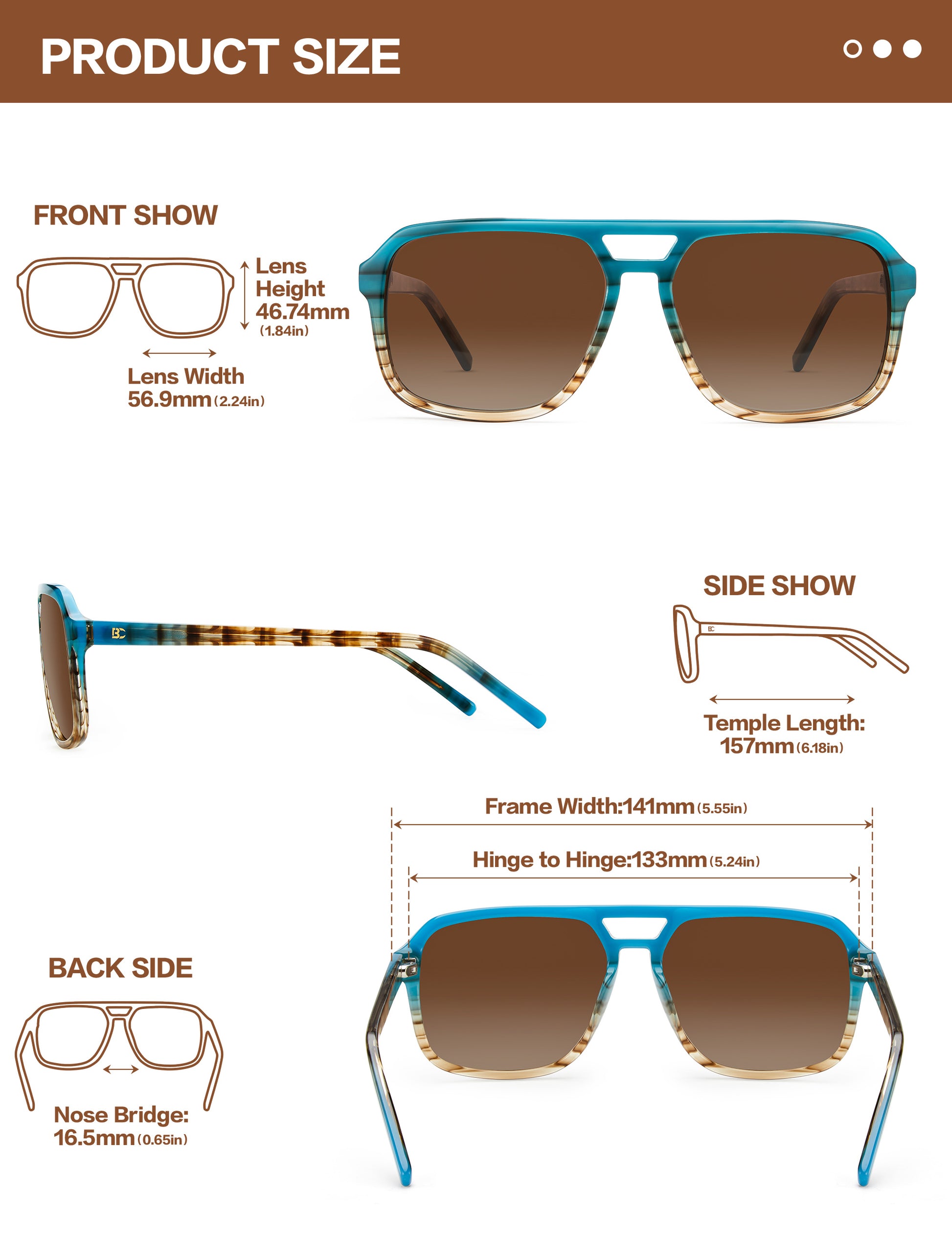 BIRCEN Women Polarized Acetate Sunglasses: Fashion Square Aviator Shades