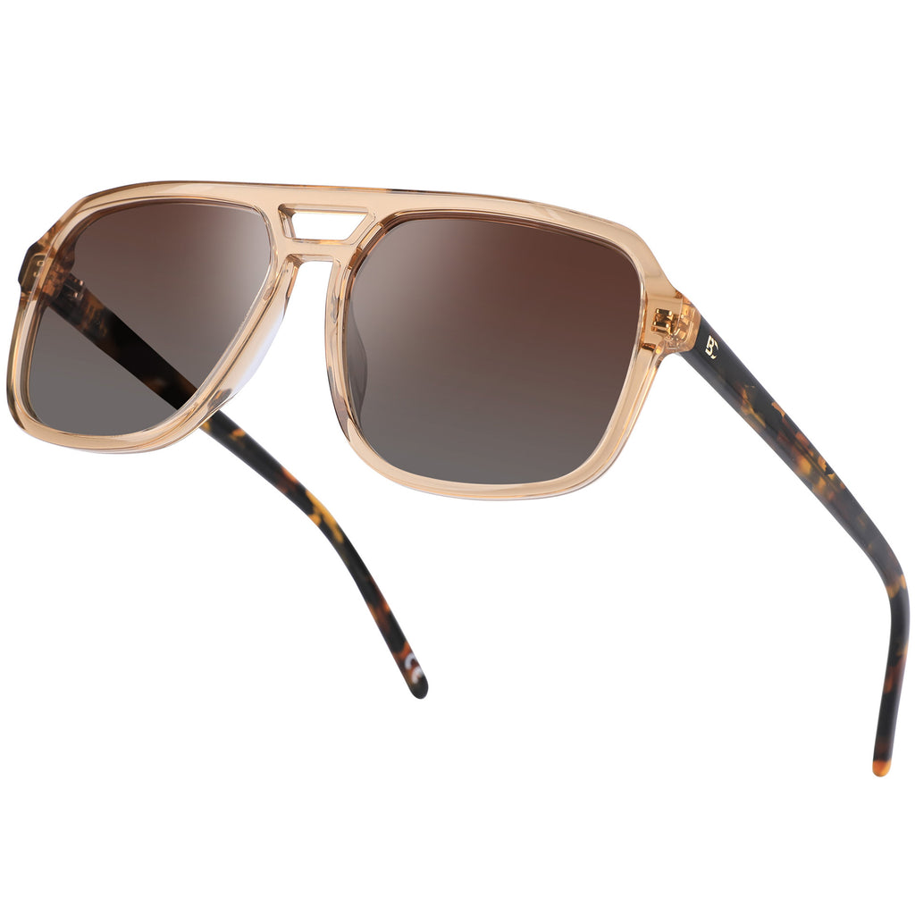 BIRCEN Women Polarized Acetate Sunglasses: Fashion Square Aviator Shades BC2007