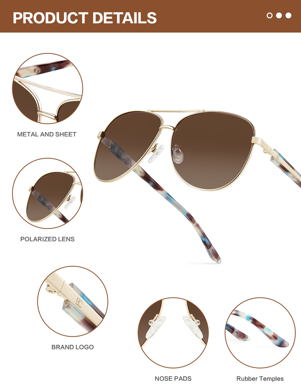 BIRCEN Polarized Aviator Sunglasses for Women : UV Protection Acetate Square Sunglass With Retro Classic Style