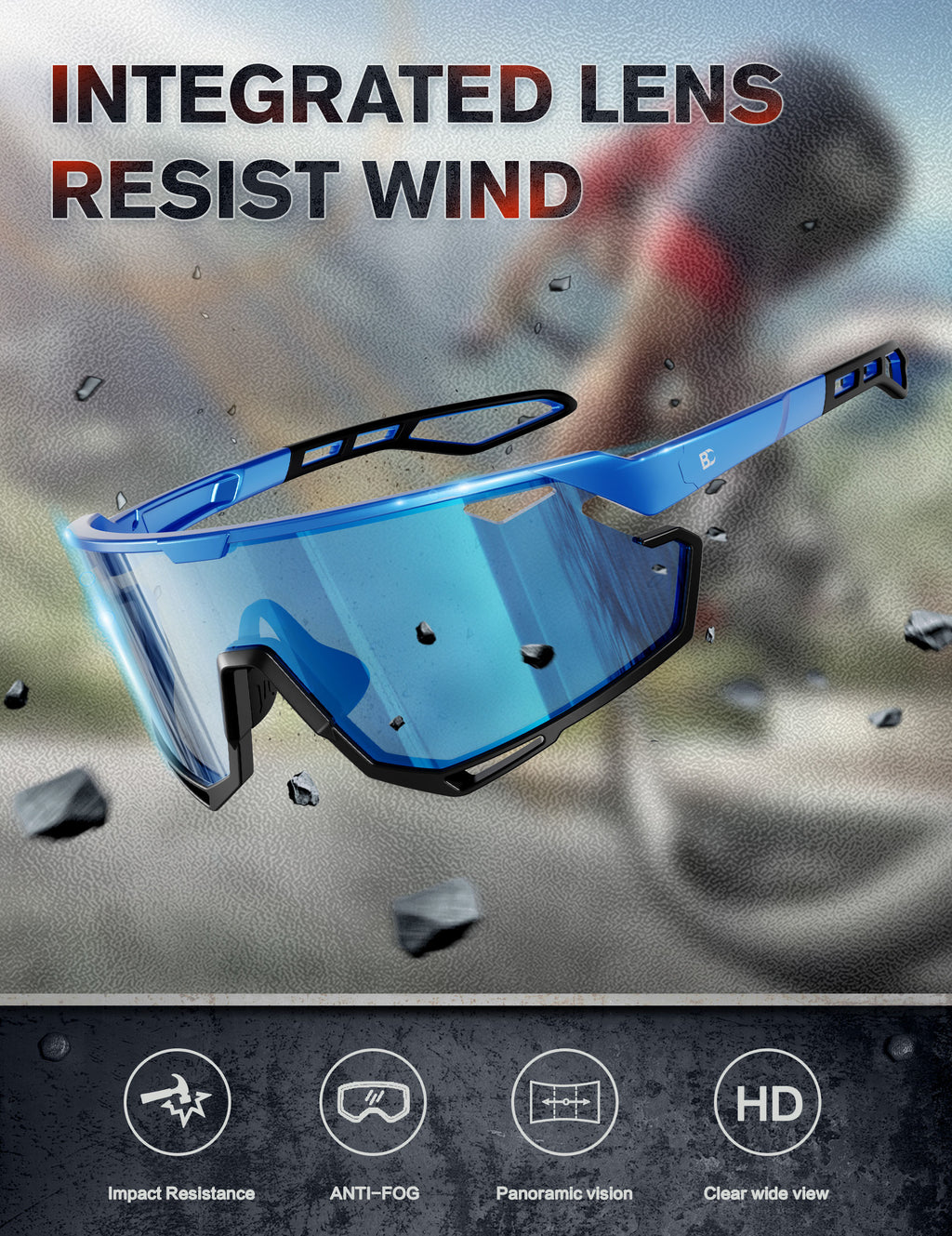 BIRCEN Photochromic Cycling Glasses: Mountain Bike Sports Sunglasses for Men Women Running Riding MTB Baseball BC2114B