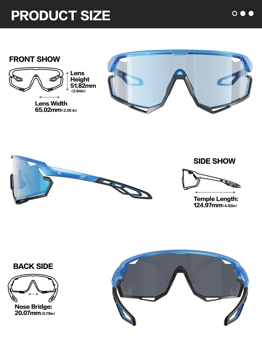 BIRCEN Photochromic Cycling Glasses: Mountain Bike Sports Sunglasses for Men Women Running Riding MTB Baseball BC2114B