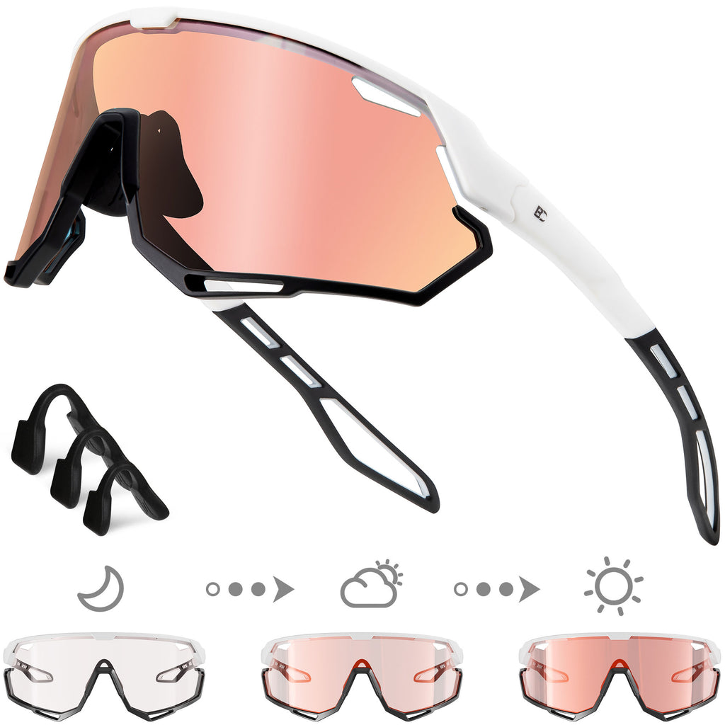 BIRCEN Photochromic Cycling Glasses: Mountain Bike Sports Sunglasses for Men Women Running Riding MTB Baseball BC2114B