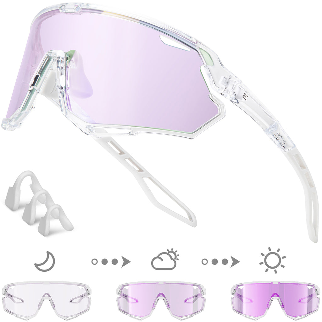 BIRCEN Photochromic Cycling Glasses: Mountain Bike Sports Sunglasses for Men Women Running Riding MTB Baseball BC2114B