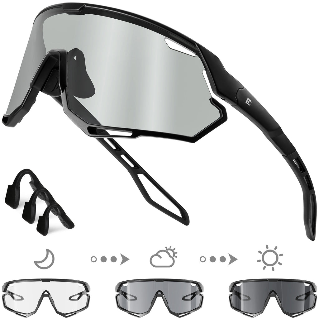 BIRCEN Photochromic Cycling Glasses: Mountain Bike Sports Sunglasses for Men Women Running Riding MTB Baseball BC2114B