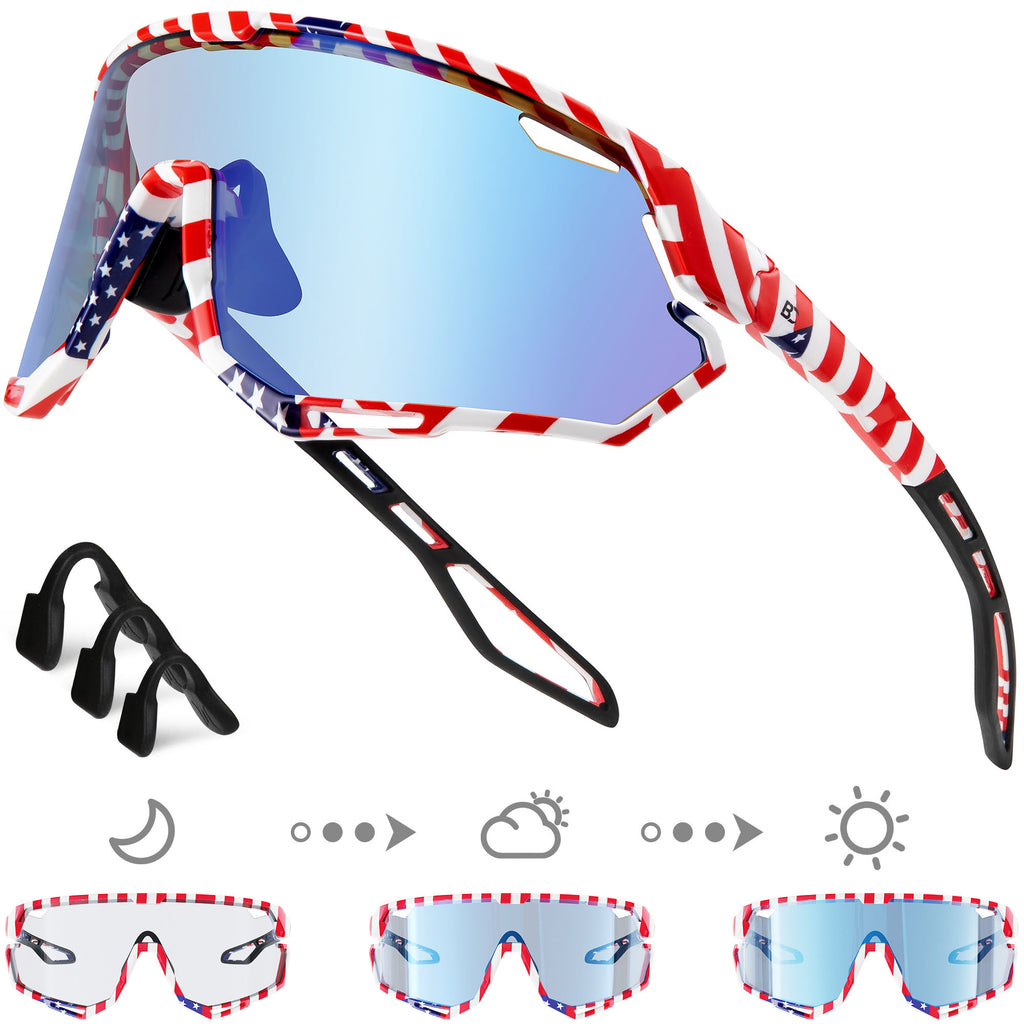 BIRCEN Photochromic Cycling Glasses: Mountain Bike Sports Sunglasses for Men Women Running Riding MTB Baseball BC2114B