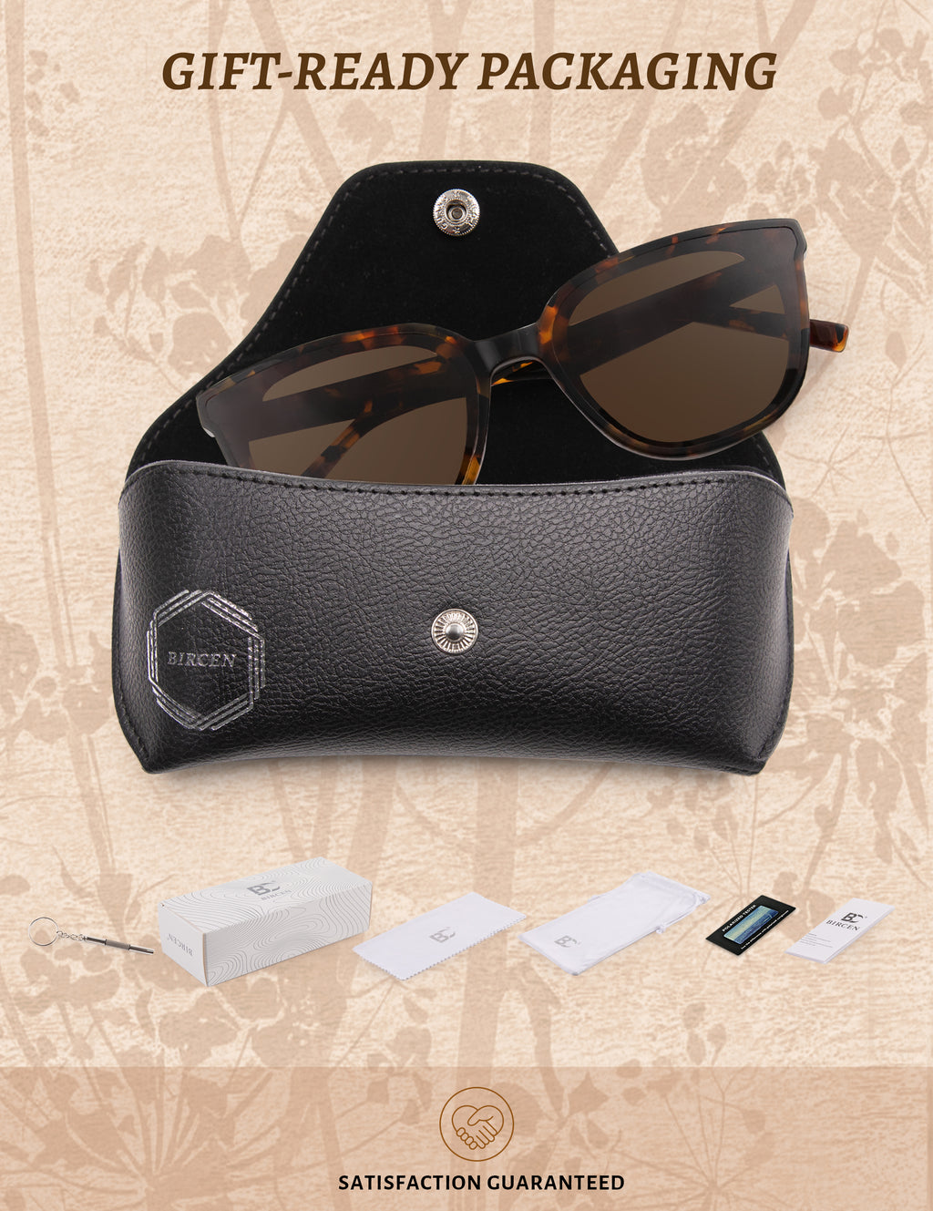 BIRCEN Polarized Cat-Eye Sunglasses for Women: Trendy Acetate Sun Glasses Nylon Lens UV Protection for Travel Driving BC2855
