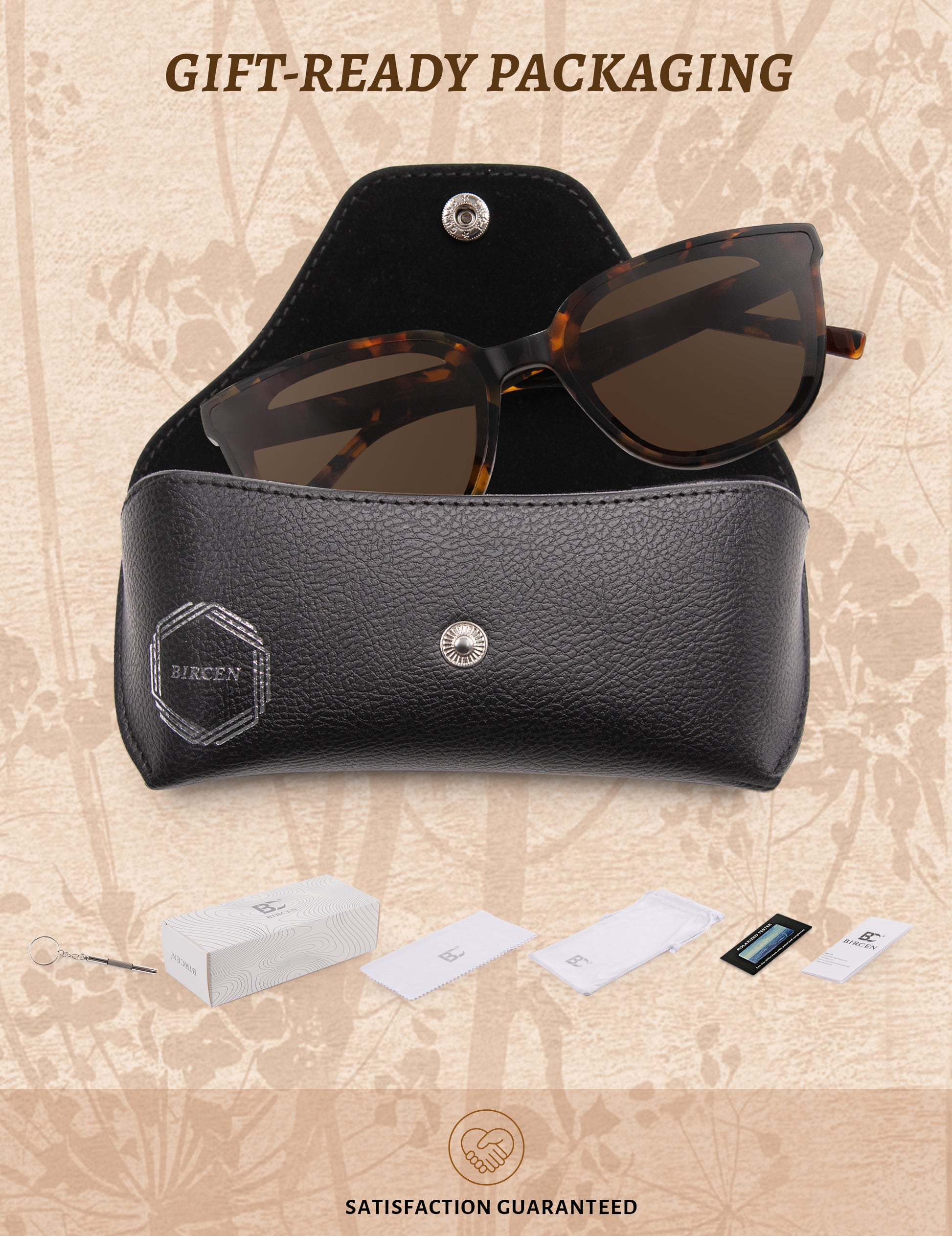 BIRCEN Polarized Cat-Eye Sunglasses for Women: Trendy Acetate Sun Glasses Nylon Lens UV Protection for Travel Driving BC2855