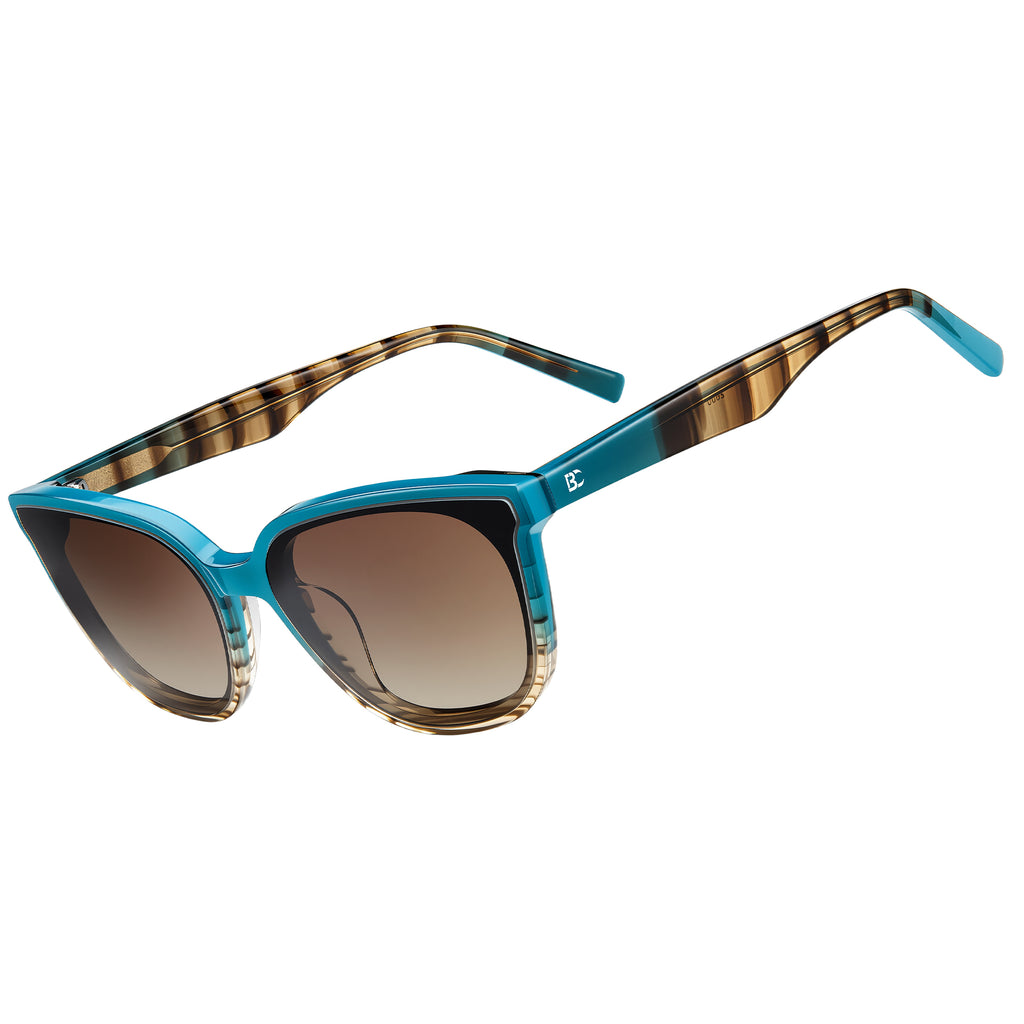 BIRCEN Polarized Cat-Eye Sunglasses for Women: Trendy Acetate Sun Glasses Nylon Lens UV Protection for Travel Driving