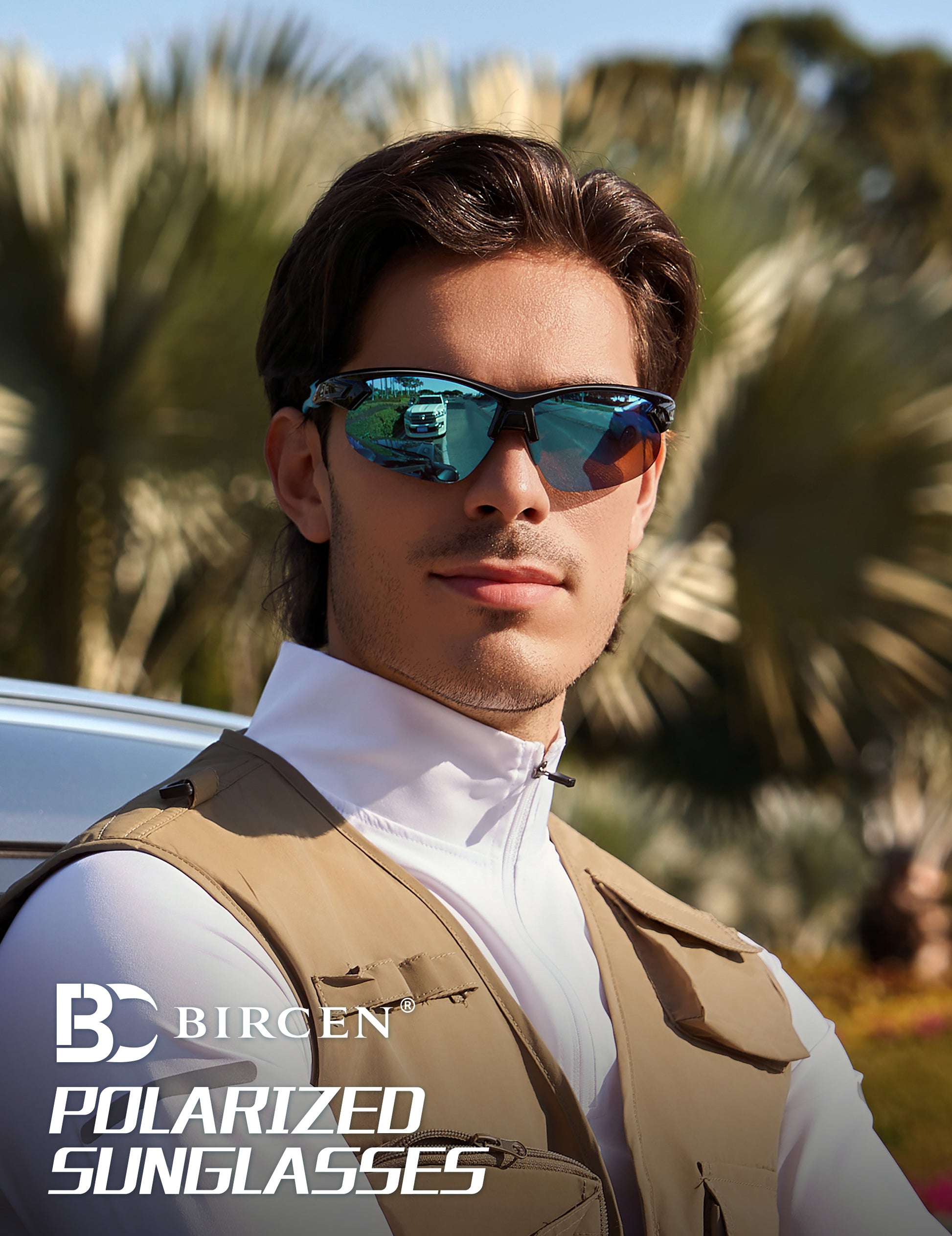 BIRCEN Polarized Sport Sunglasses for Men: UV Protection Fishing Shades for Golf Baseball Driving Motorcycle BC3065