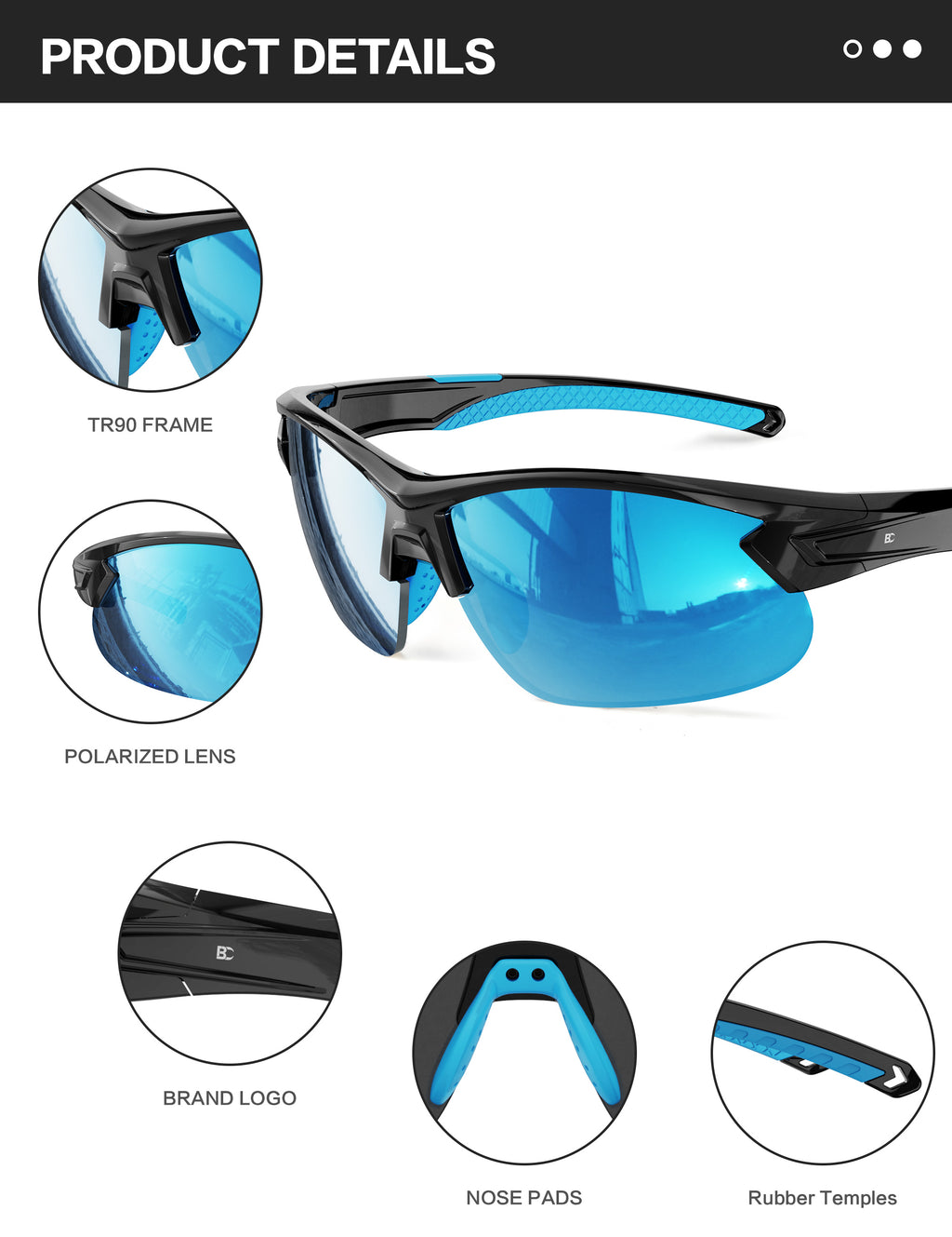 BIRCEN Polarized Sport Sunglasses for Men: UV Protection Fishing Shades for Golf Baseball Driving Motorcycle BC3065