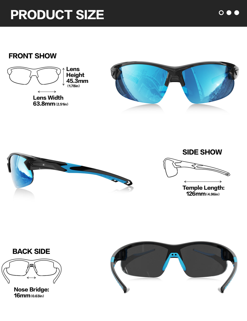 BIRCEN Polarized Sport Sunglasses for Men: UV Protection Fishing Shades for Golf Baseball Driving Motorcycle BC3065