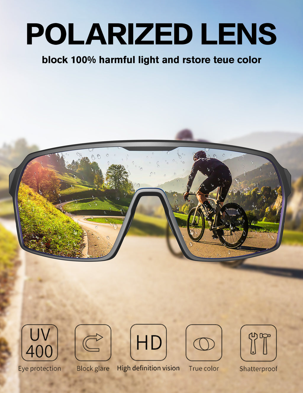 BIRCEN Sports Baseball Sunglasses for Men - Women Polarized UV Protection Cycling Glasses BC3097