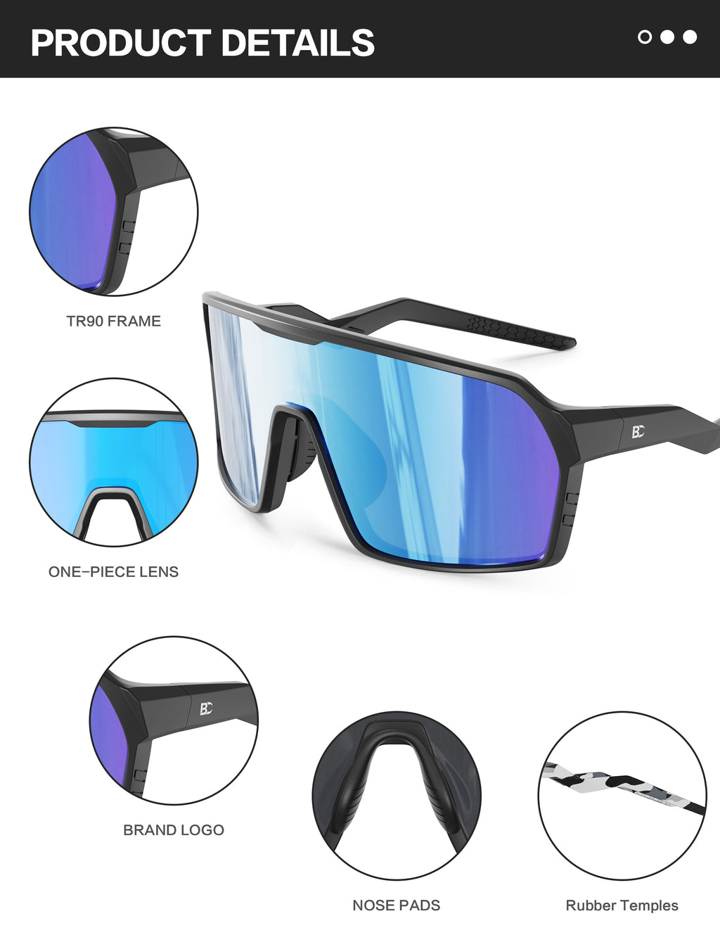 BIRCEN Sports Baseball Sunglasses for Men - Women Polarized UV Protection Cycling Glasses BC3097