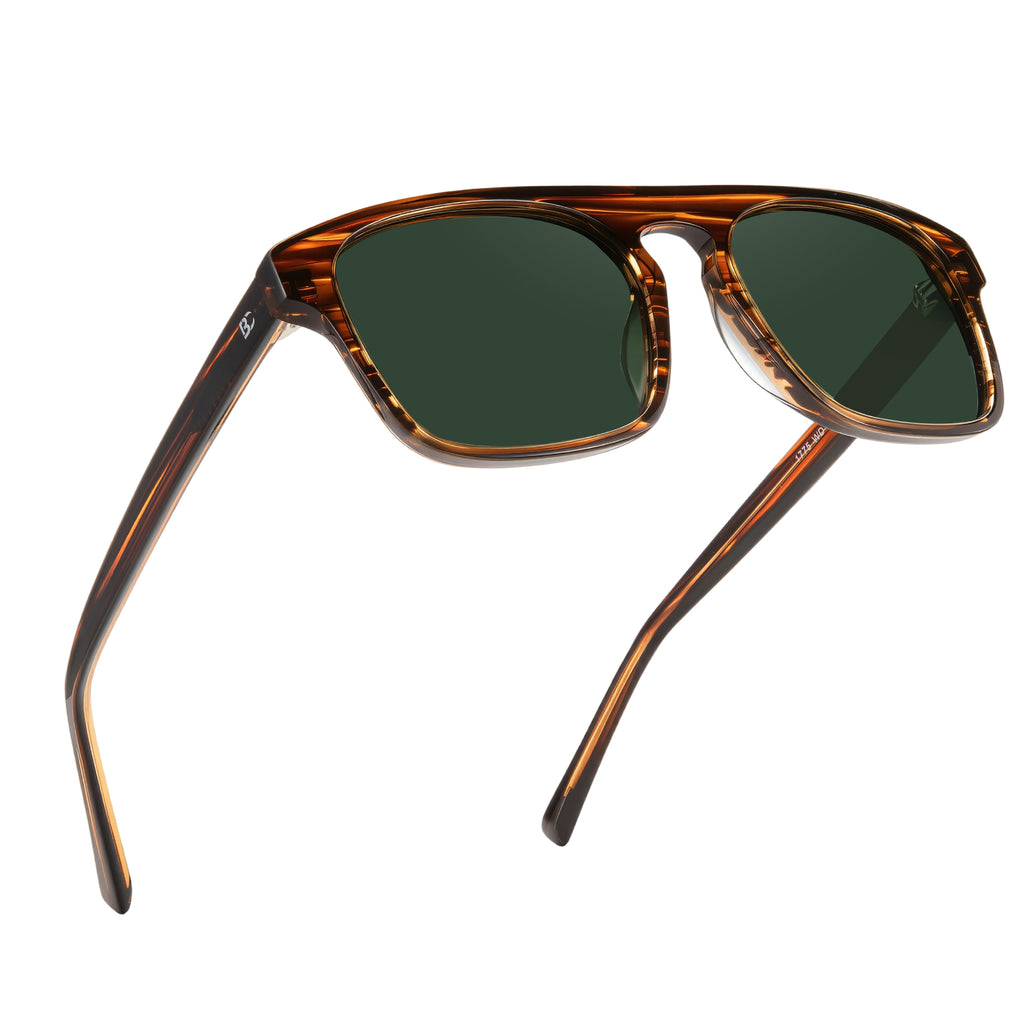 BIRCEN Mens Acetate Polarized Sunglasses: Retro Square Sun Glasses UV400 Protection Anti-Glare Shades for Driving Travel