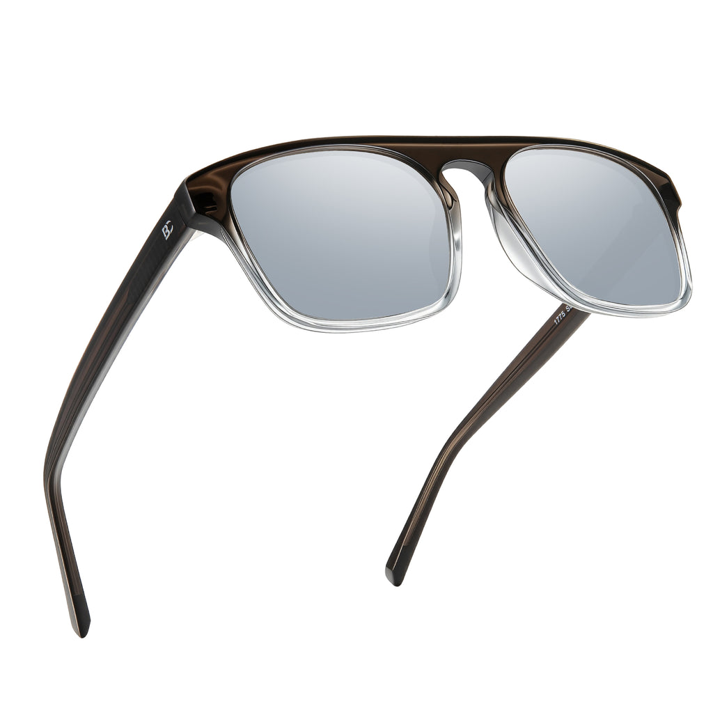 BIRCEN Mens Acetate Polarized Sunglasses: Retro Square Sun Glasses UV400 Protection Anti-Glare Shades for Driving Travel